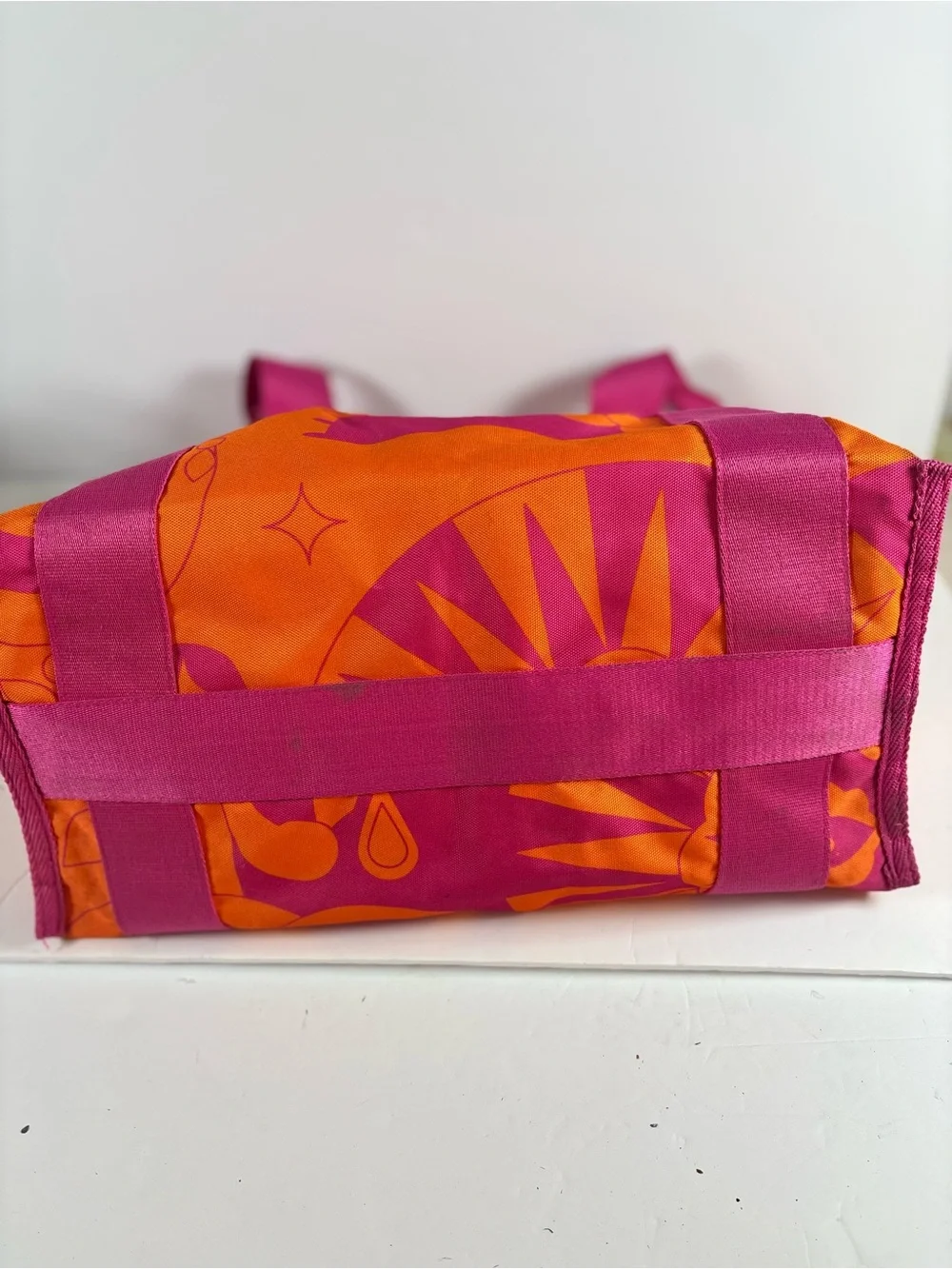 amika Orange and Pink Floral Graphic Tote